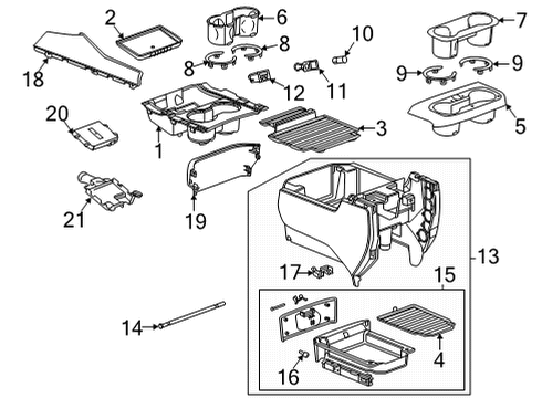 2022 Chevrolet Suburban Center Console Liner Diagram for 84265951