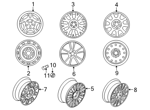 2004 Mercury Grand Marquis Wheels Wheel, Steel Diagram for 5W7Z-1007-AA
