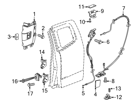 2019 GMC Canyon Rear Door Rear Driver Side Power Window Regulator And Motor Assembly (Lh) Diagram for 23205612