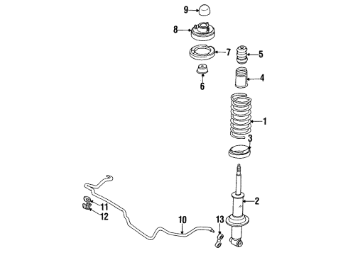 1991 BMW 735i Rear Suspension Components, Stabilizer Bar Rear Right Spring Strut Diagram for 33521136676