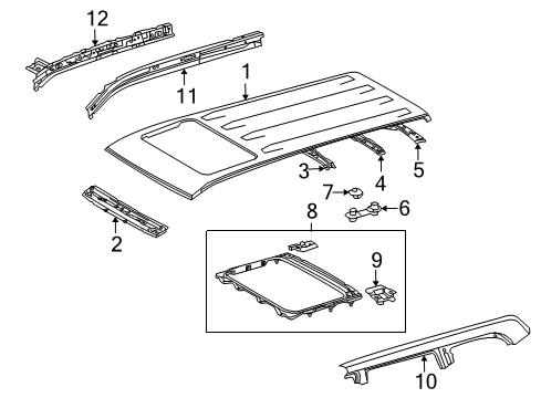 2022 Lexus GX460 Roof & Components Bracket, Sliding Roof Diagram for 61282-60010