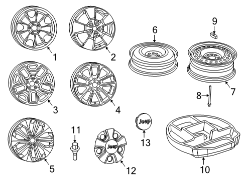 2019 Jeep Cherokee Wheels Aluminum Wheel Diagram for 6BG721D2AA