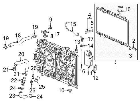2018 Honda Odyssey Powertrain Control Radiator (Denso) Diagram for 19010-5MR-A01