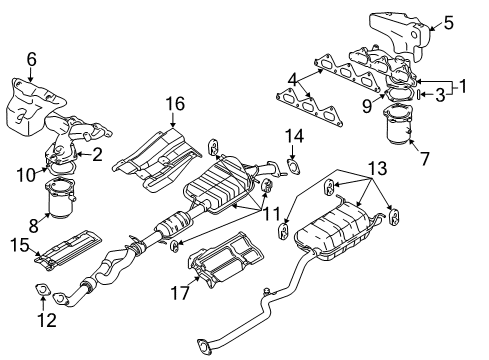 2004 Hyundai Santa Fe Exhaust Components, Exhaust Manifold Catalyst Case Assembly, Left Diagram for 28530-39901