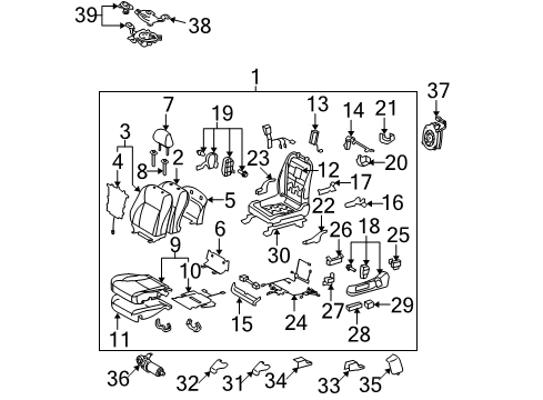 2007 Lexus ES350 Front Seat Components Shield, Front Seat Cushion Diagram for 71873-30070