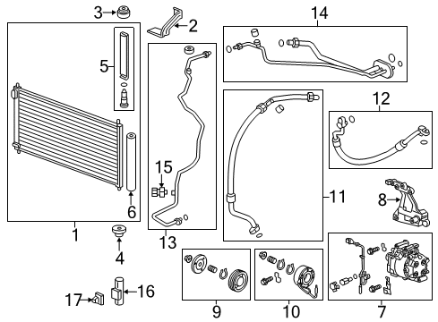 2012 Honda Civic Air Conditioner Hose, Suction Diagram for 80312-TR0-A02