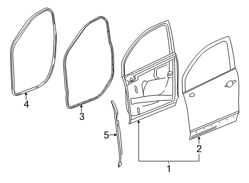 2021 Buick Envision Door & Components Front Weatherstrip Diagram for 84886902