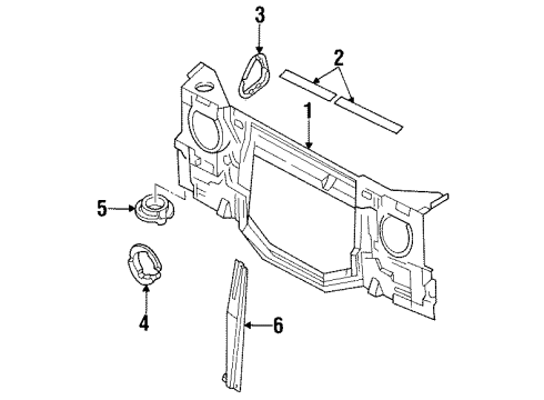 1997 Acura SLX Radiator Support Stay Engine Hood, Front Diagram for 8-97162-509-1