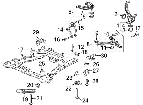 2007 Acura TSX Anti-Lock Brakes Arm, Left Front (Upper) Diagram for 51460-SEC-A01