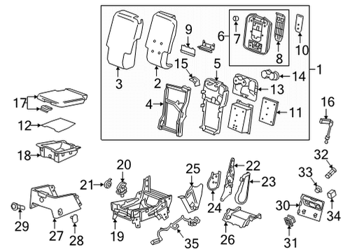 2020 Chevrolet Silverado 2500 HD Front Seat Components Cushion Frame Retainer Diagram for 84588666