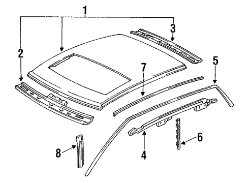 1994 Acura Vigor Roof & Components Weatherstrip, Driver Side Door (Upper) Diagram for 72391-SL5-013