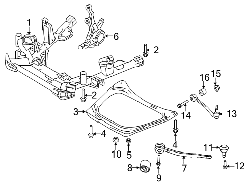 2004 BMW X5 Front Suspension Components, Lower Control Arm, Ride Control, Stabilizer Bar Hex Bolt With Washer Diagram for 31101096987