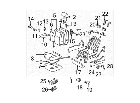 2007 Toyota Sequoia Front Seat Components Seat Cushion Pad Diagram for 71512-0C010