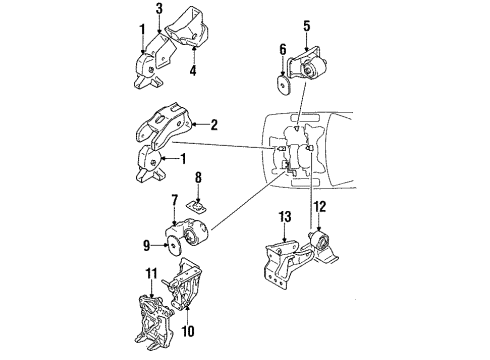 1994 Mitsubishi 3000GT Engine Mounting Bracket, Block Roll Stopper Diagram for MD301042