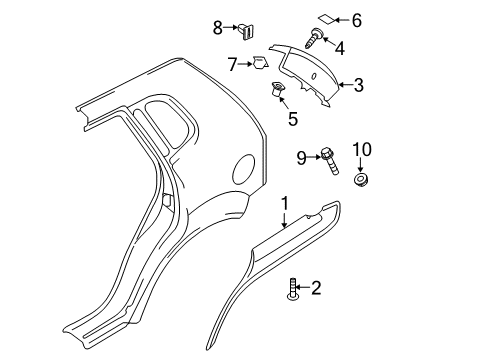 2005 Kia Sportage Exterior Trim - Quarter Panel GARNISH Assembly-"D" Pillar Diagram for 873701F000