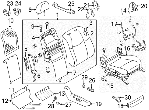 2012 Infiniti M35h Heated Seats Cushion Assembly - Front Seat Diagram for 87300-1MA0A