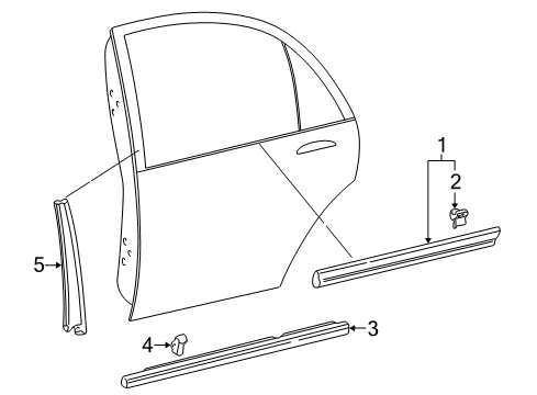 2001 Acura RL Exterior Trim - Rear Door Protector, Left Rear Door (Nighthawk Black Pearl) Diagram for 75323-SZ3-J01ZB