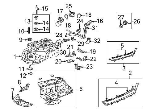 2006 Toyota Highlander Fuel System Components Side Plate Bracket Diagram for 77501-48011