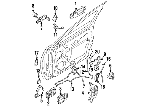 1996 Nissan Sentra Front Door Main Power Window Switch Assembly Diagram for 25401-4B210