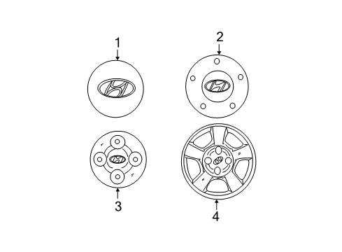 2003 Hyundai Accent Wheel Covers & Trim Wheel Hub Cap Assembly Diagram for 52960-25060