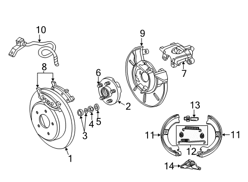 2002 Chrysler Voyager Brake Components Rear Hub Assembly Diagram for 4641525AC