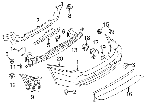 2016 BMW 328i GT xDrive Parking Aid Rear Reflector, Rear Right Diagram for 63147315166