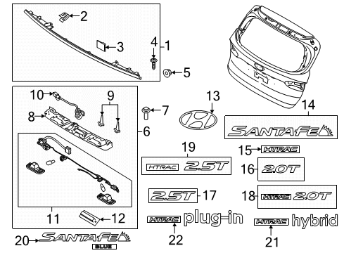 2019 Hyundai Santa Fe Exterior Trim - Lift Gate Clip-Side SILL MOULD Diagram for 87758G2000