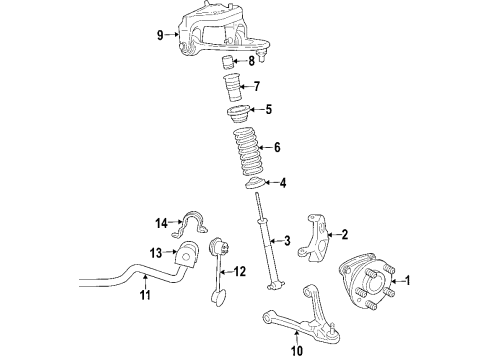 2003 Cadillac CTS Anti-Lock Brakes Bracket, Front Upper Control Arm Diagram for 25752929