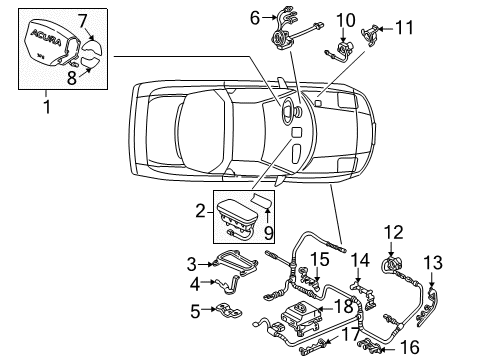 1996 Acura NSX Air Bag Components Protector, SRS Harness Center Diagram for 78964-SL0-A83