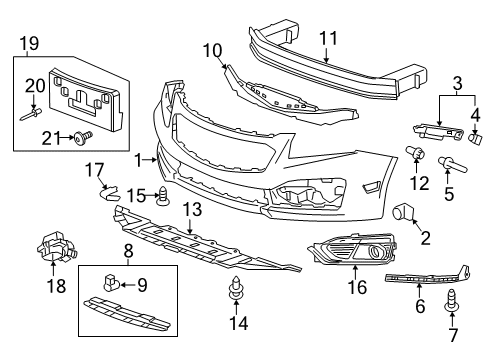 2016 Chevrolet Cruze Front Bumper Trim Cover Diagram for 42346547