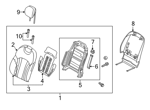 2017 Genesis G80 Driver Seat Components Front Driver Side Seat Back Covering Diagram for 88360-B1000-PPR