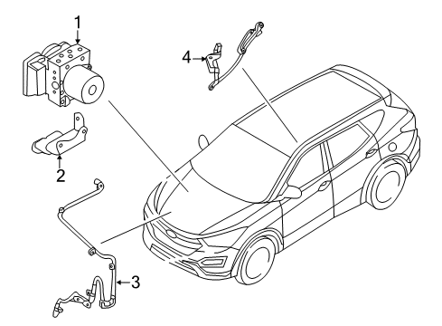 2013 Hyundai Santa Fe ABS Components Bracket-Hydraulic Module Diagram for 58960-2W800