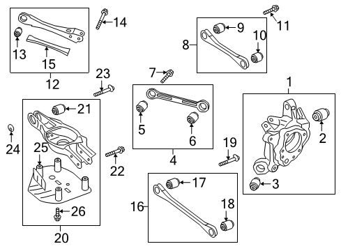 2021 Kia Stinger Rear Suspension Components, Lower Control Arm, Upper Control Arm, Stabilizer Bar Bush-Rubber Diagram for 55258J5100