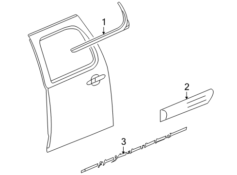 2012 Chevrolet Silverado 1500 Exterior Trim - Rear Door Body Side Molding Diagram for 20816995