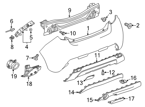 2015 Chevrolet Spark Rear Bumper Side Retainer Diagram for 96686881