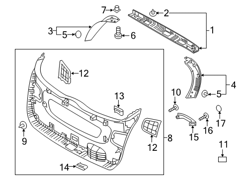 2017 Kia Sorento Interior Trim - Lift Gate Cover-Tail Gate Rear Lamp Diagram for 81787C6000BGG