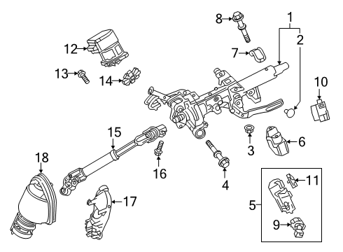 2022 Toyota Corolla Steering Column Assembly Column Assembly Bolt Diagram for 45238-52010