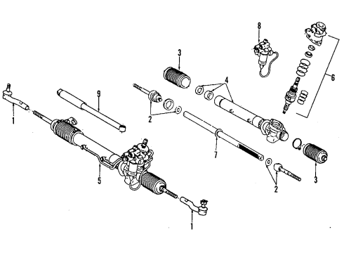 1998 Lexus LS400 P/S Pump & Hoses, Steering Gear & Linkage Gasket Kit, Power Steering Control Valve Overhole Diagram for 04455-50030