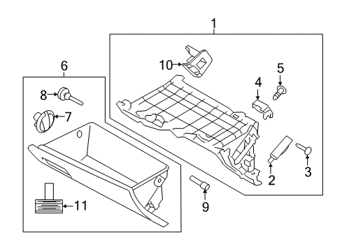 2019 Hyundai Elantra Glove Box Bracket-Air Damper Mounting Diagram for 84542-F2000