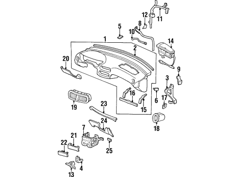 1993 Honda Civic del Sol Instrument Panel Stay, AT Connector Diagram for 35701-SR2-000