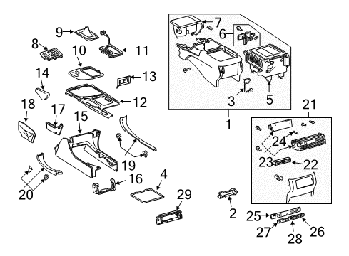 2003 Lexus GX470 Center Console Box Assembly, Console Diagram for 58810-60030-C0