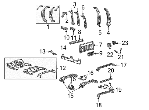 2004 Ford F-350 Super Duty Back Panel, Floor, Hinge Pillar, Rocker Panel Rocker Panel Diagram for F81Z-2810128-AA