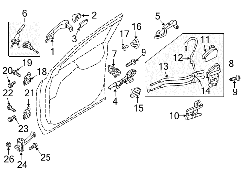 2014 Hyundai Santa Fe Sport Front Door Motor Assembly-Front Power Window, LH Diagram for 82450-2W000