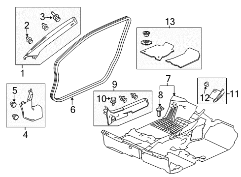 2013 Honda CR-Z Interior Trim - Pillars, Rocker & Floor Lng Assy. L, Cowl Side *NH167L* (Lhd) (GRAPHITE BLACK) Diagram for 83161-SZT-G01ZA