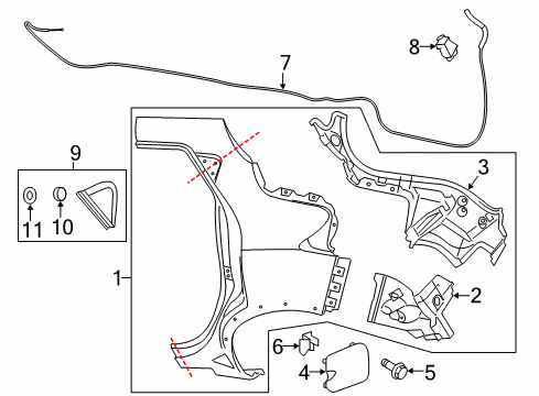 2013 Nissan Juke Quarter Panel & Components Cover-Rear Fender, LH Diagram for 78127-1KA0A