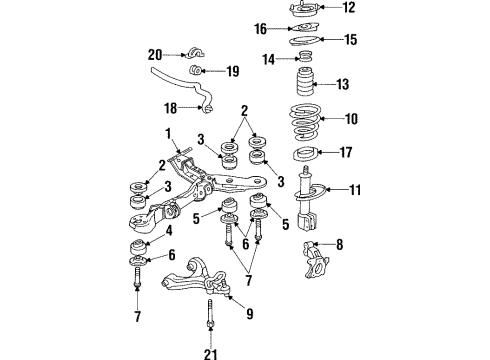 1991 Pontiac Bonneville Front Suspension Components, Lower Control Arm, Stabilizer Bar Strut Diagram for 22113667