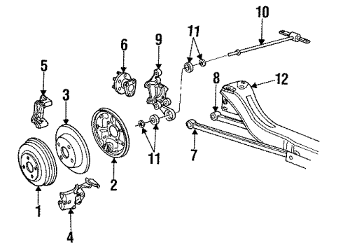 1995 Saturn SL2 Rear Brakes Rod Kit, Rear Suspension Knuckle Rear Diagram for 21011947