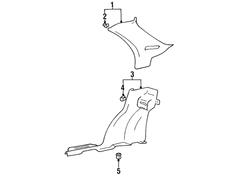 1995 Hyundai Accent Interior Trim - Quarter Panels Trim Assembly-Rear Pillar RH Diagram for 85860-22000-FY