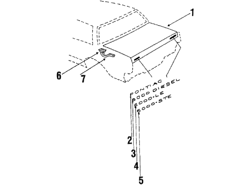 1984 Pontiac 6000 Trunk Lid Ret- Compartment Lid Lock Cyl Diagram for 20227050