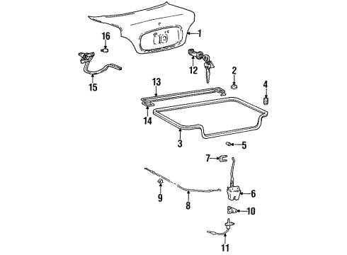 1995 Hyundai Accent Lift Gate Bumper-Trunk Lid Hinge Stop Diagram for 86421-23010